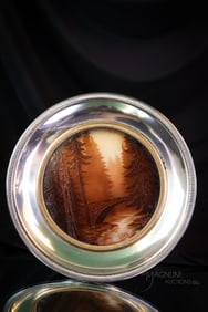 Signed Jacques Gruber French Cameo Art Glass Sterling Silver