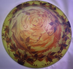 Signed Devez French Cameo Art Glass Hanging Ceiling Shade