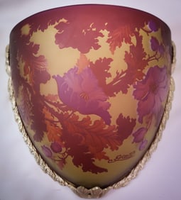 In the Style of Galle' Cameo Art Glass Wall Sconce