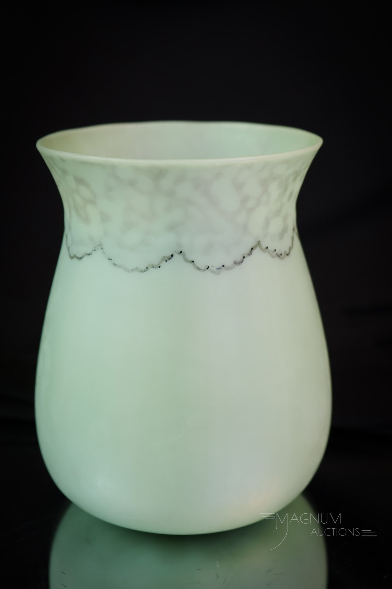 Scarce New England Green Opaque Victorian Glass Spooner: A seldom found piece of Victorian New England Green Opaque glass. This spooner is a fine example and ready for a new home! It measures 4 1/2" tall. SHIPPING NOTICE: If you choose not to utilize the Li