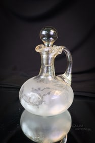 Rare New England Pomona Glass Butterfly & Pansy Glass Cruet