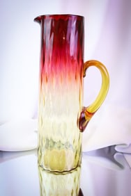 Very Rare Mt. Washington Victorian Amberina Diamond Quilt Tankard Pitcher