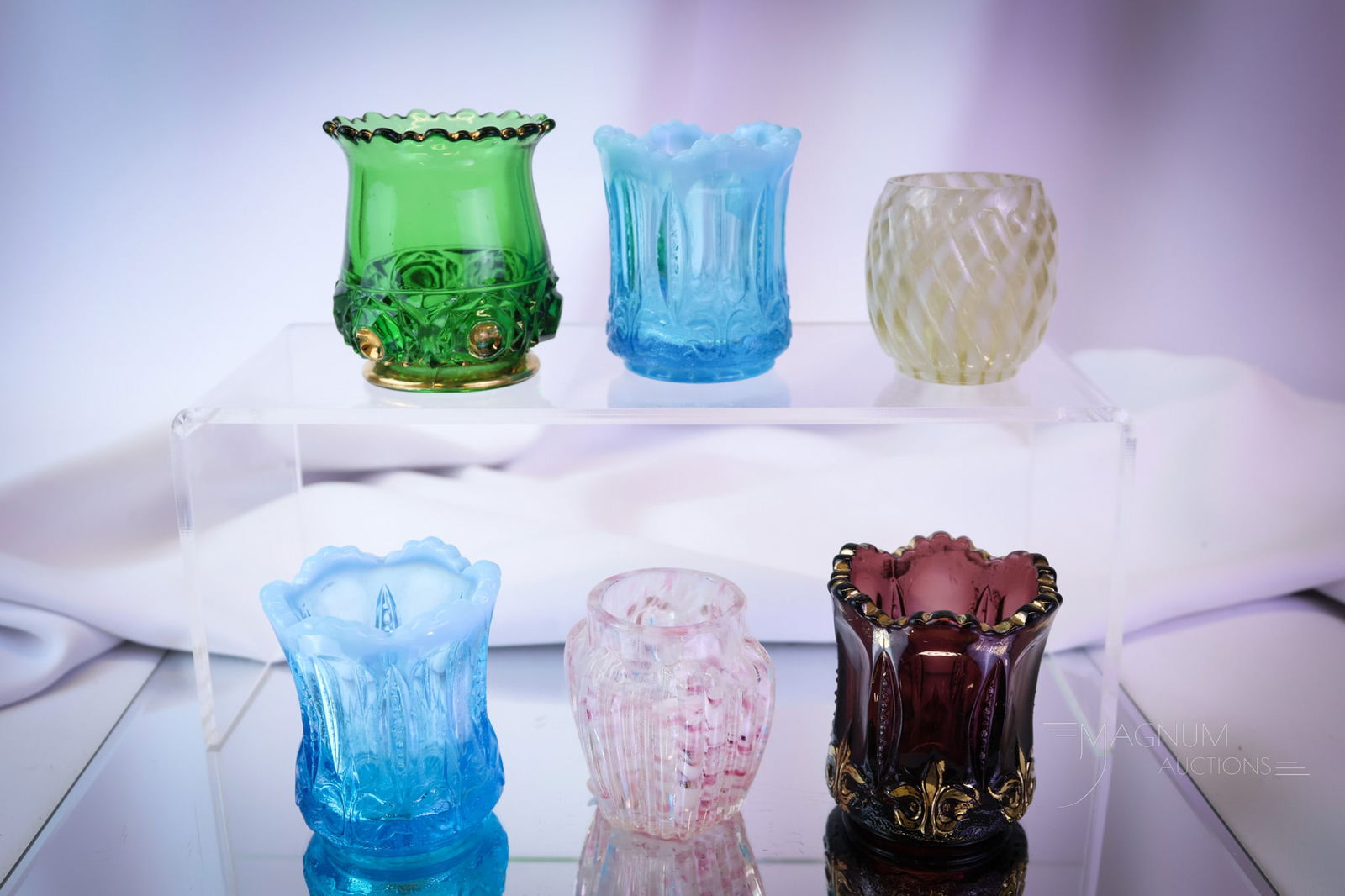 6 pc Lot Victorian Glass Toothpick Holders Jefferson Northwood Buckeye & More: Six nice finds in Vcitorian glass toothpick holders. These are by various makers such as Jefferson, Northwood, Buckeye, and more. The tallest measures 2 3/4". SHIPPING NOTICE: If you choose not to uti