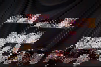 40 pc Lot Victorian Glass Toothpick Holders Ruby Stained & More