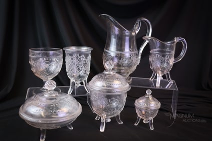 7 pc Lot EAPG Victorian Lily of the Valley ca. 1870 Pattern Glass