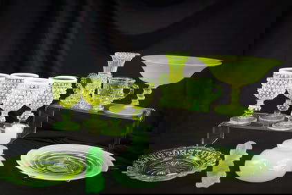 10 pc Lot Shine On, Shine On Vaseline Glass, Shine On