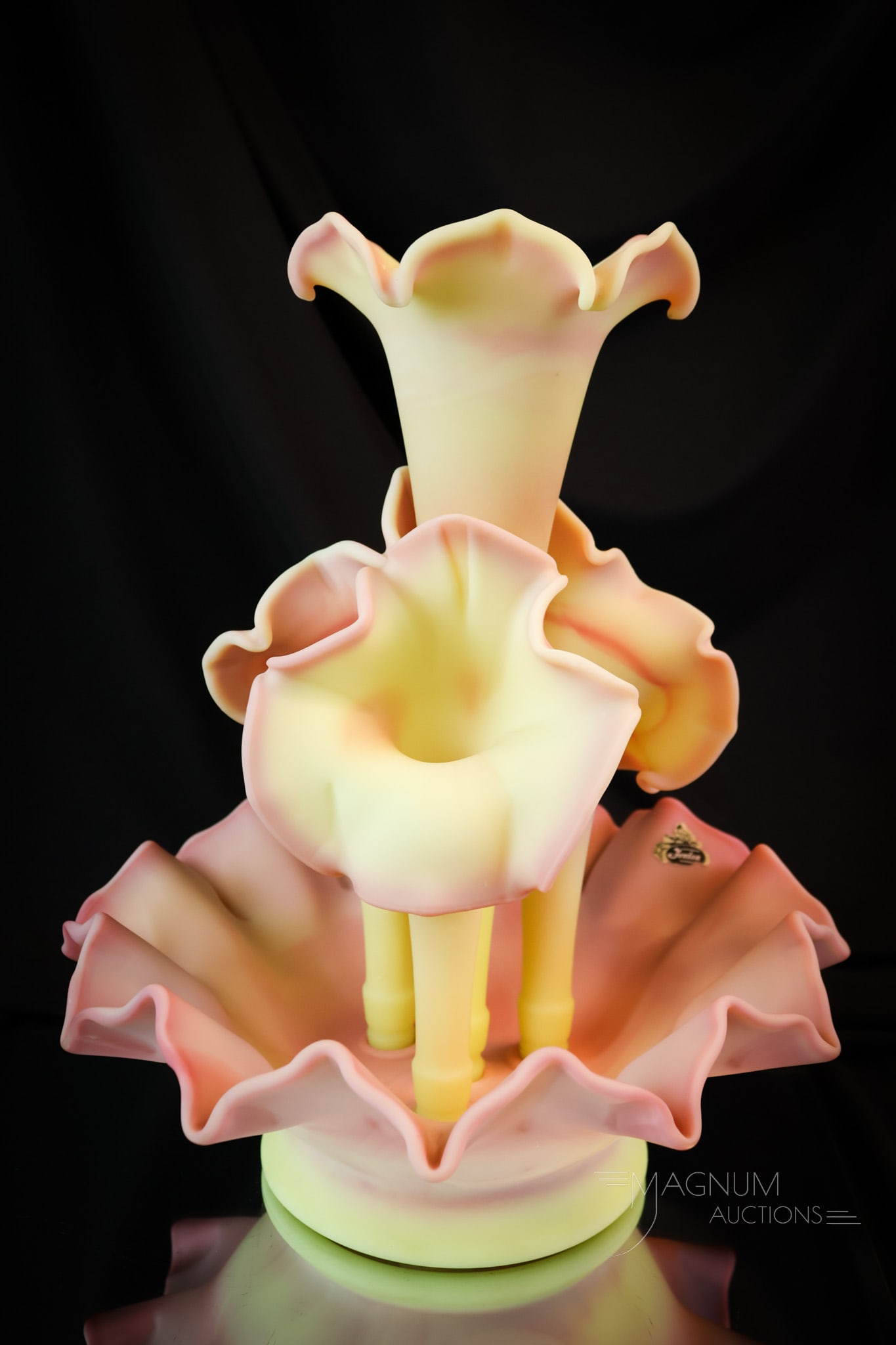 Large Fenton Burmese Art Satin Glass Epergne (1 of 10)