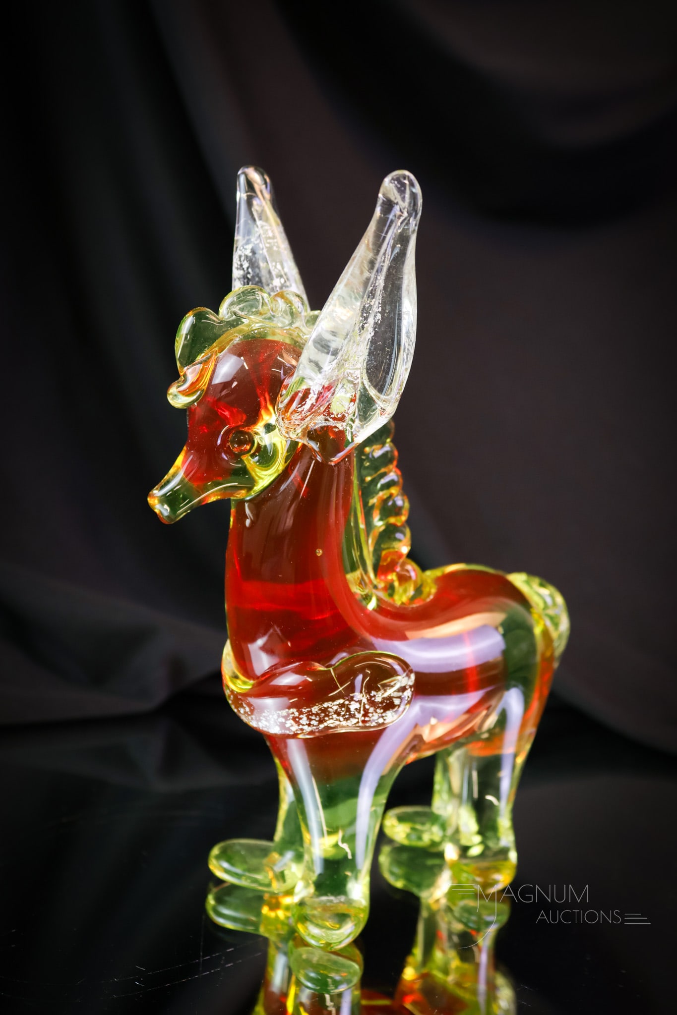 Murano Art Glass Uranium Vaseline Donkey Figurine (1 of 7)