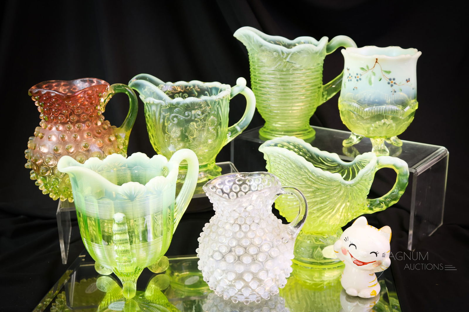 7 pc Lot Uranium Vaseline Opalescent & More Victorian Glass (1 of 9)