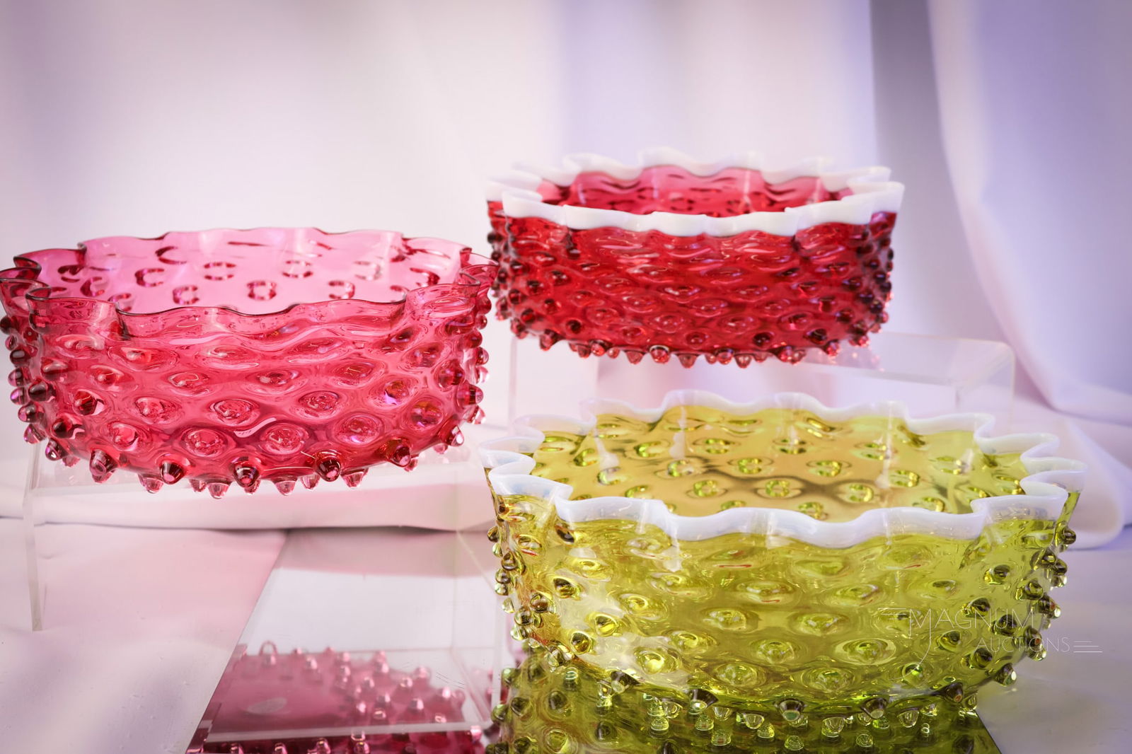 3 pc Lot Hobbs Hobnail Victorian Glass Bowls (1 of 9)