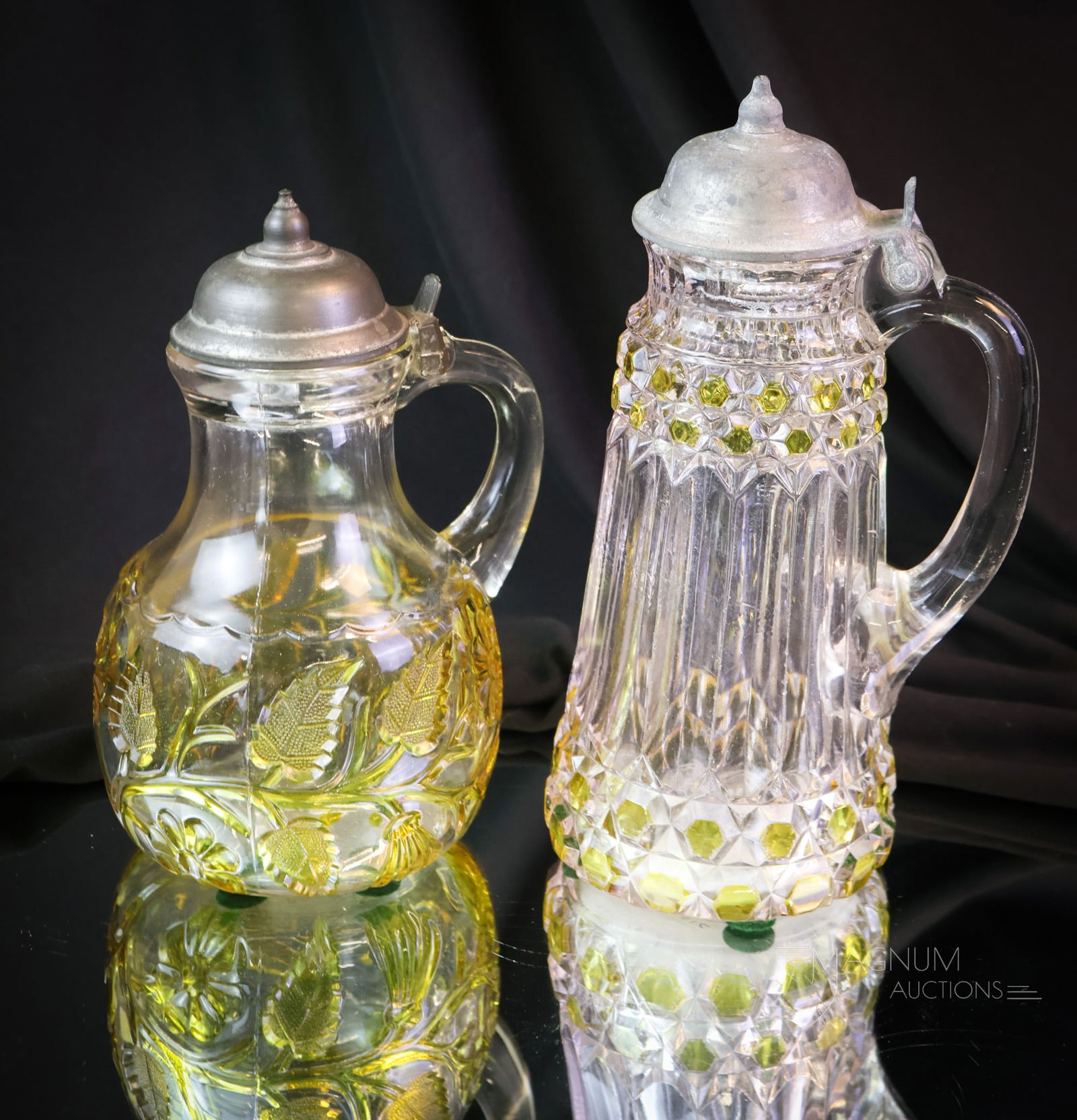 2 pc Lot Hobbs Mckee Victorian Amber Stained Glass (1 of 11)