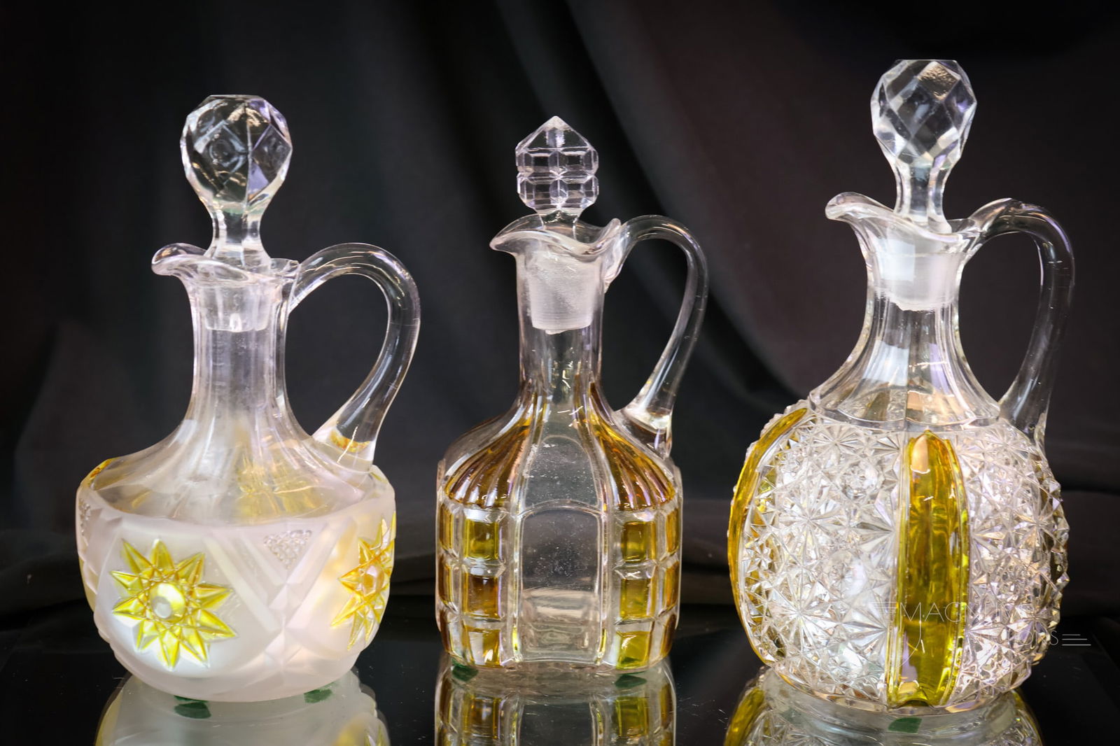 3 pc Lot Victorian Amber Stained Glass Cruets (1 of 15)