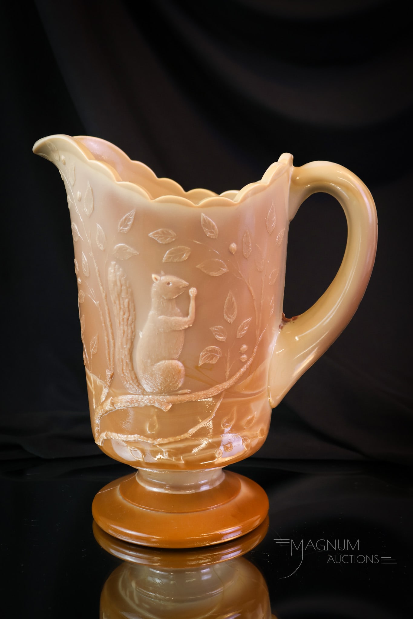 Victorian Greentown Chocolate Glass Squirrel Water Pitcher (1 of 6)