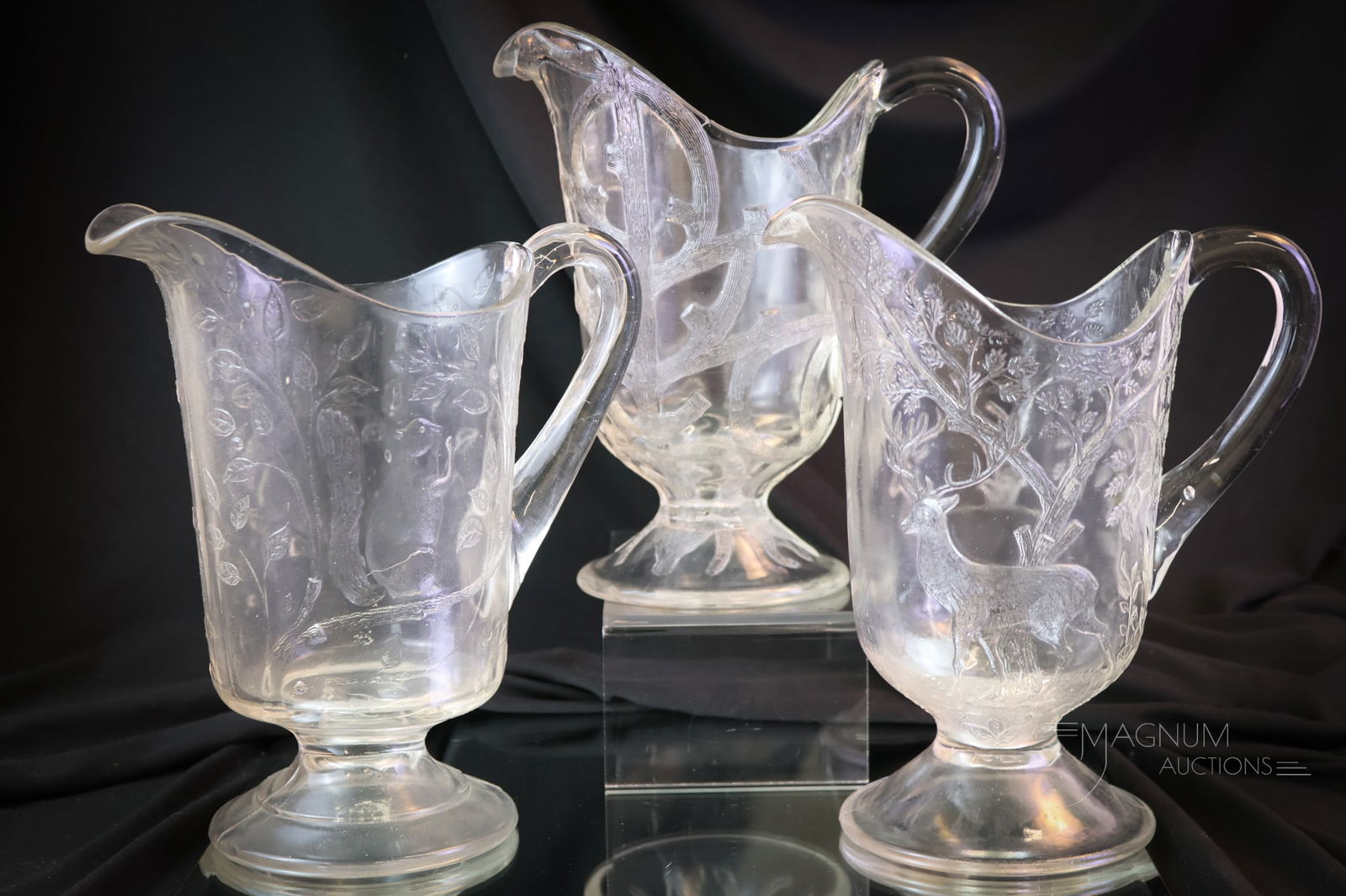 3 pc Lot Victorian Greentown Glass Water Pitchers (1 of 10)