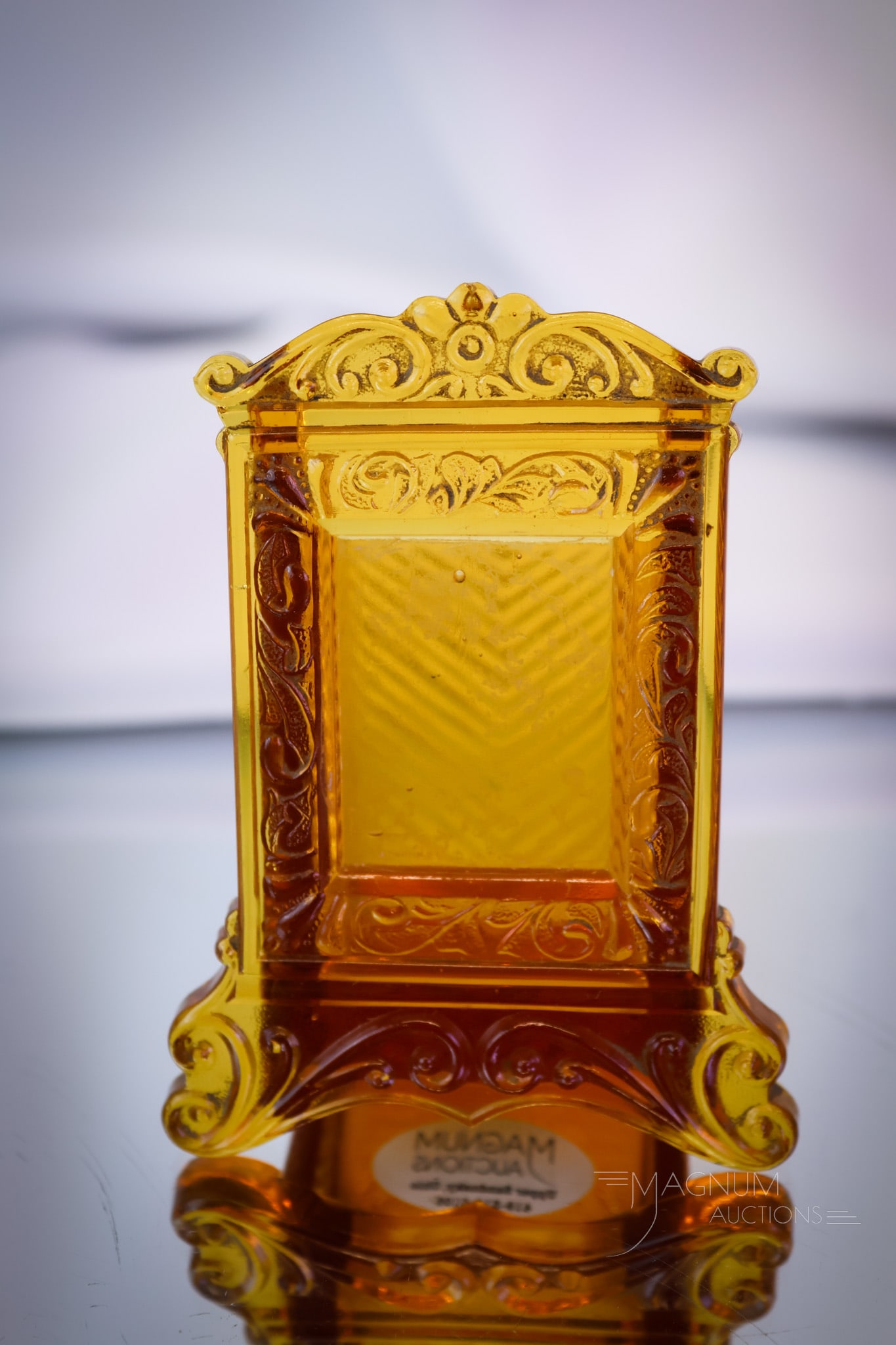 Greentown Amber Picture Frame Victorian Glass Toothpick Holder (1 of 6)