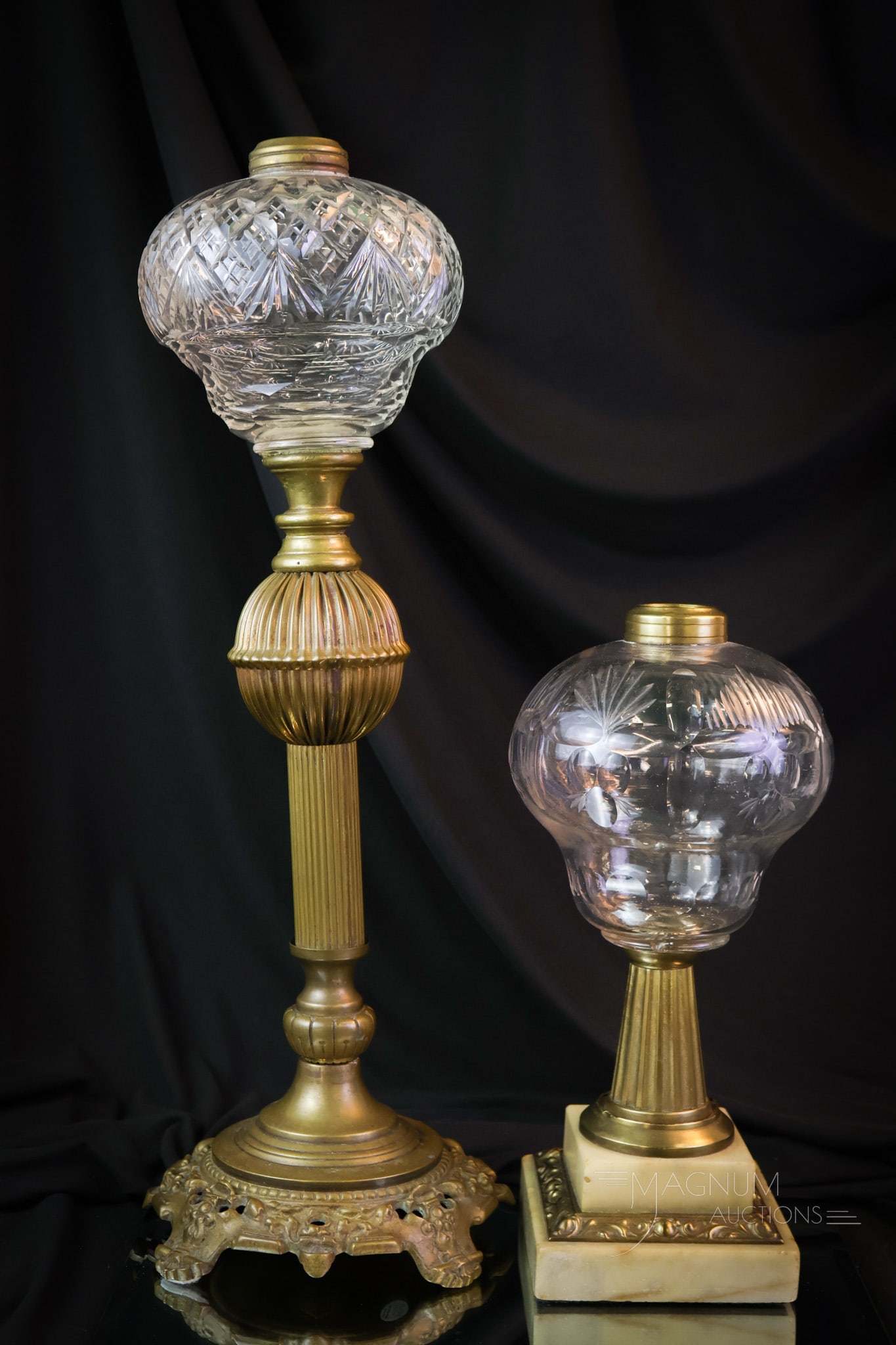 2 pc Lot Victorian Oil Lamps (1 of 9)