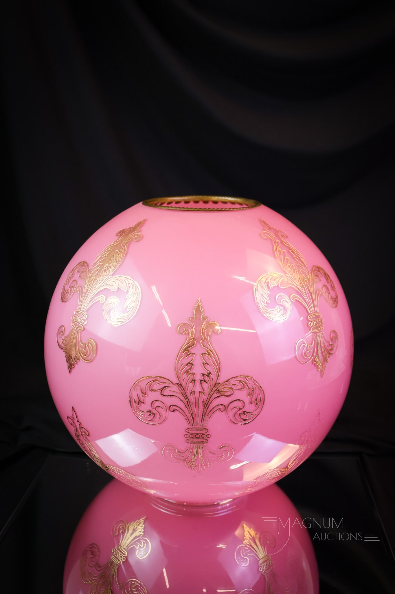 Victorian Pink Cased Gilt 9 1/2" Glass Ball Shade (1 of 7)