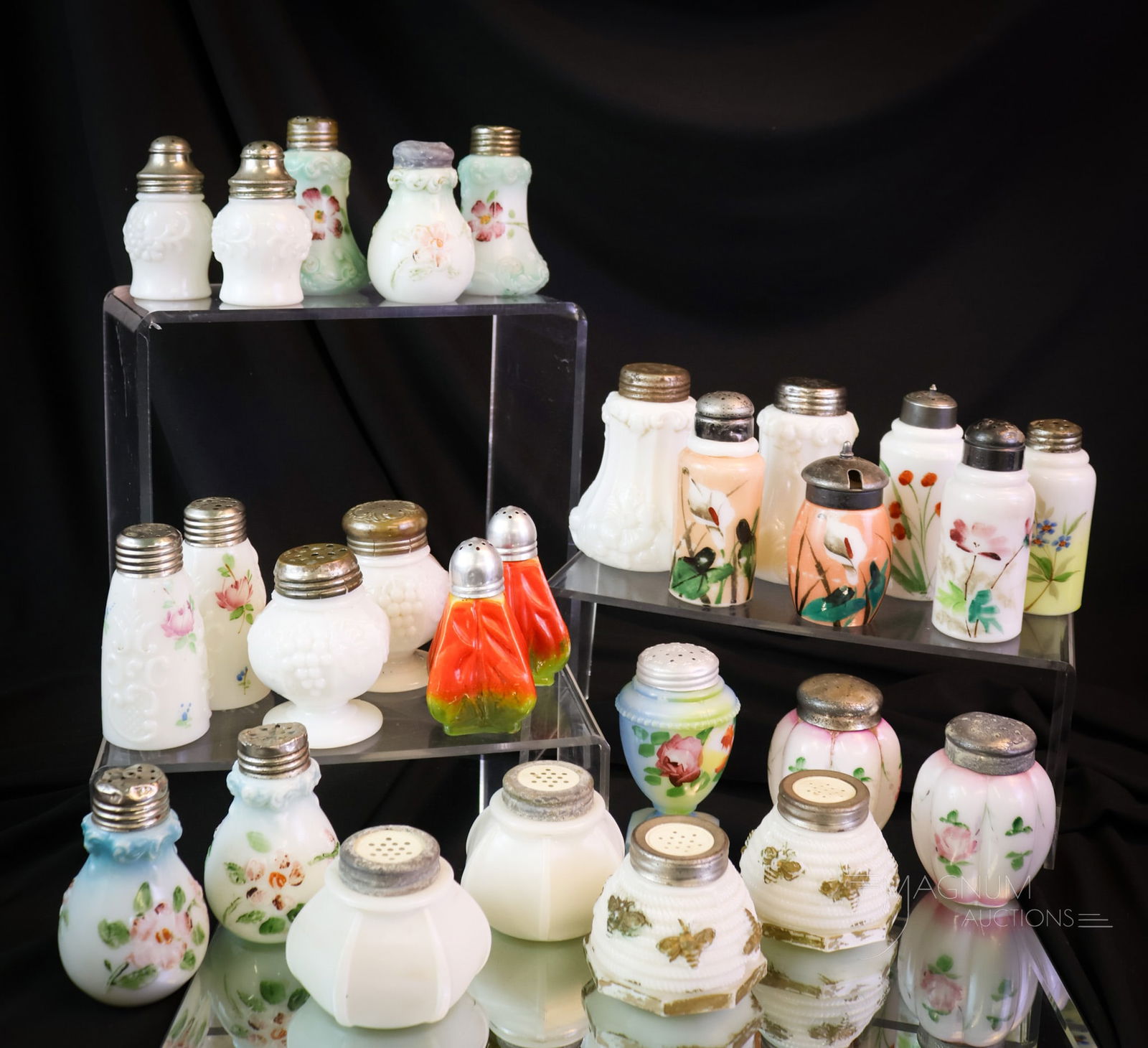 27 pc Lot Victorian Opal Glass Salt Shakers (1 of 6)