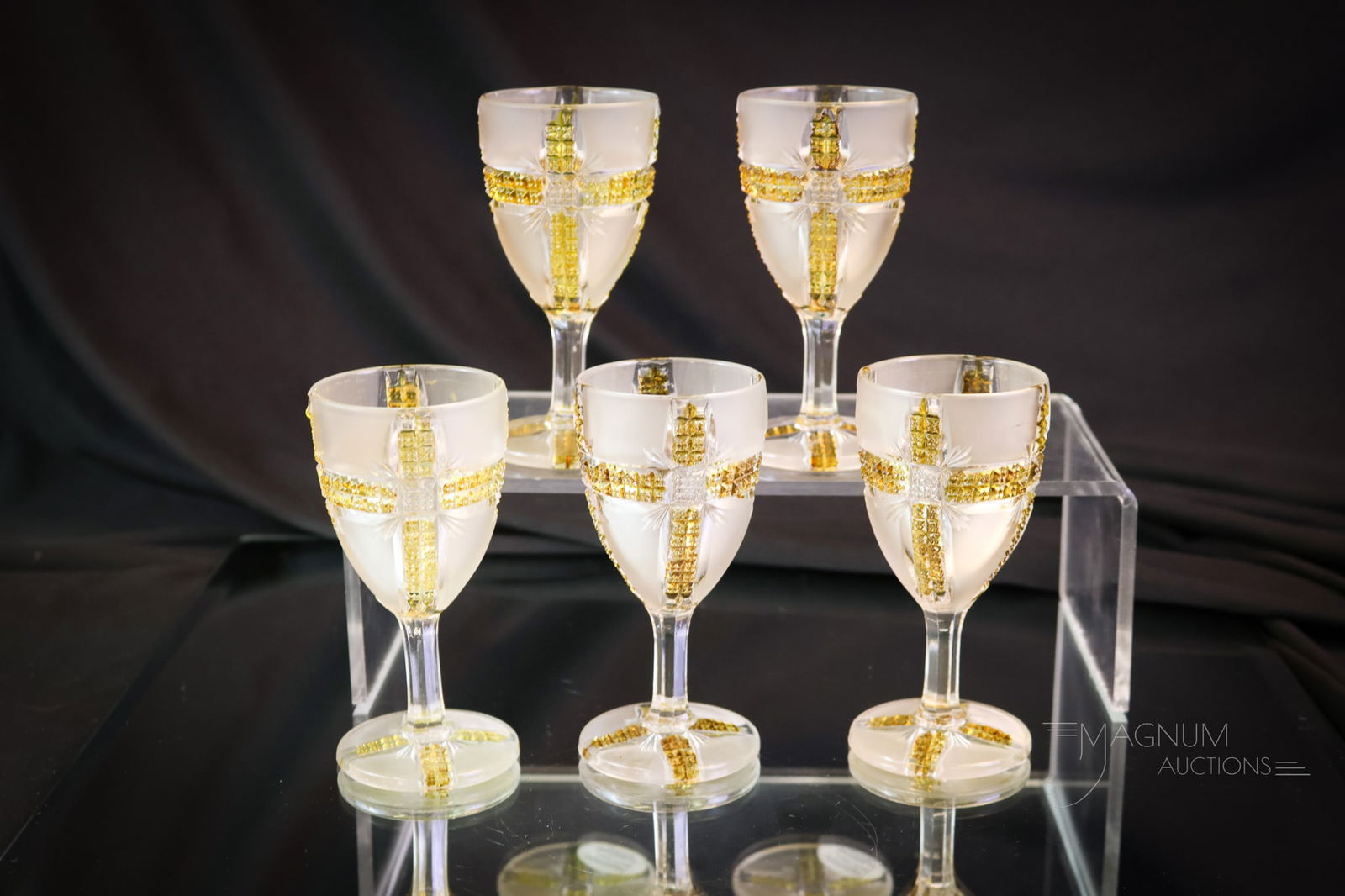 5 pc Lot Findlay Klondike Amberette Dalzell Victorian Glass Cordials (1 of 7)