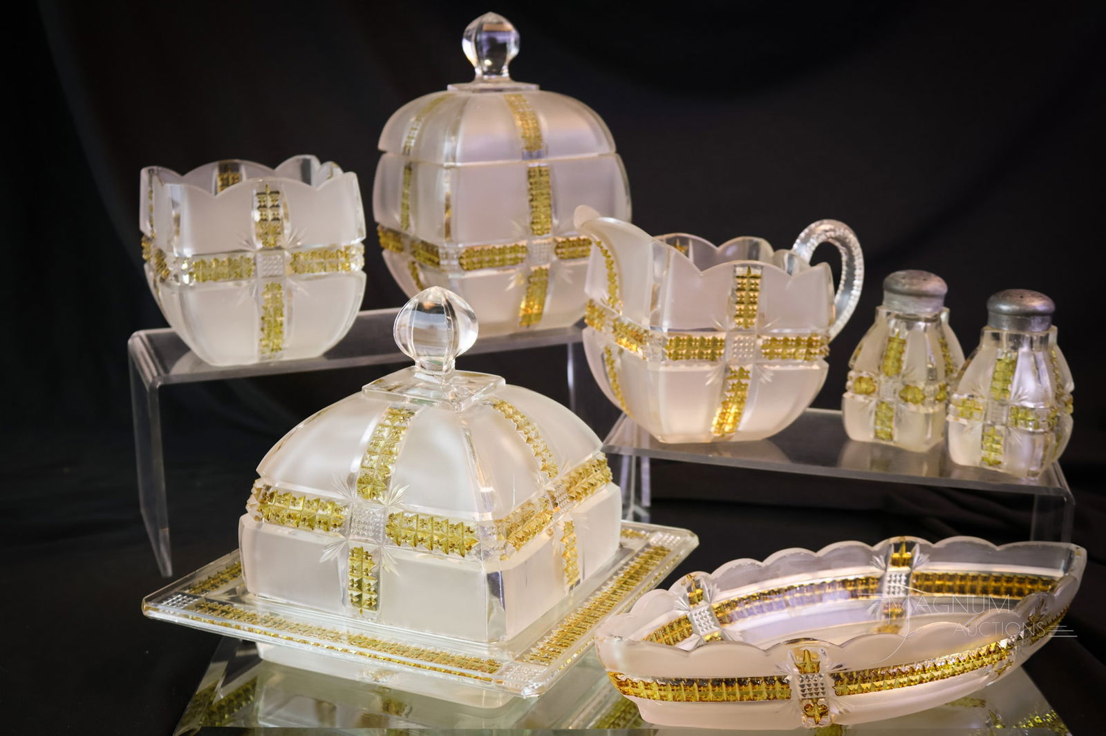 7 pc Lot Victorian Dalzell Findlal Klondike Amberette Glass (1 of 19)