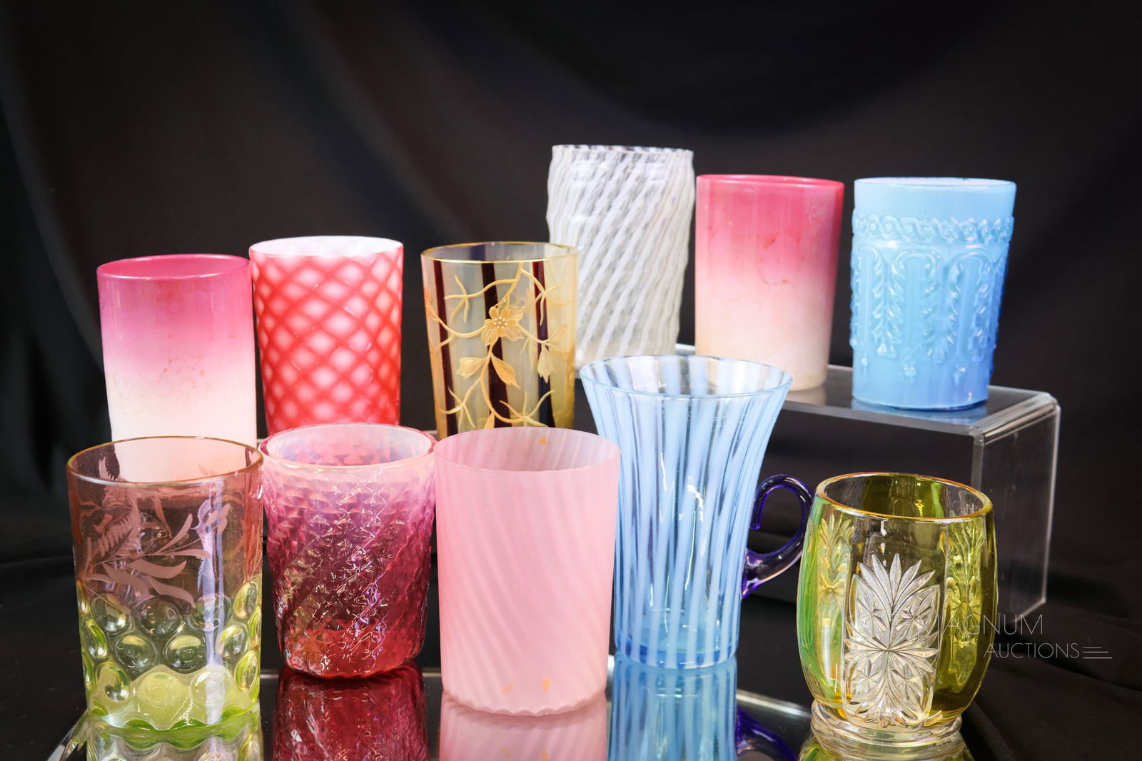 11 pc Lot Victorian & More Art Glass Tumblers (1 of 7)