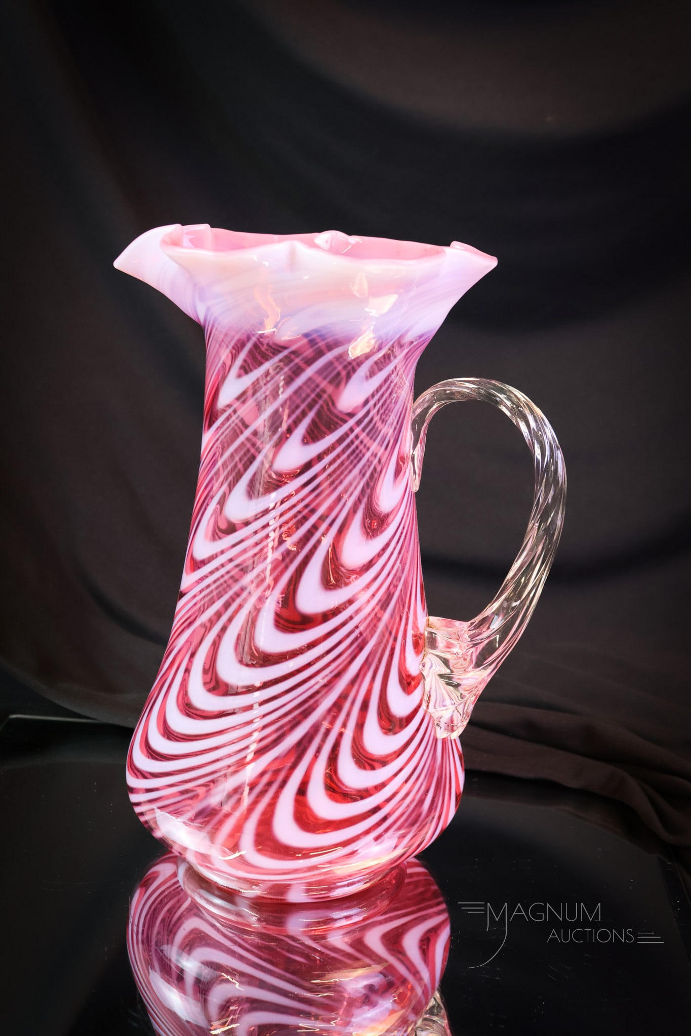 Northwood Cranberry Opalescent Blown Twist Tankard Pitcher (1 of 5)