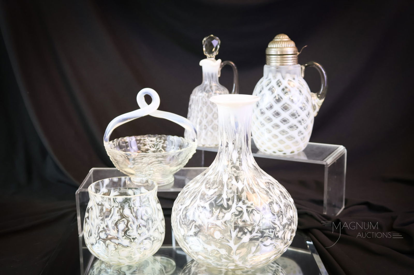 5 pc Lot Hobbs Northwood Buckeye Opalescent Victorian Glass (1 of 10)