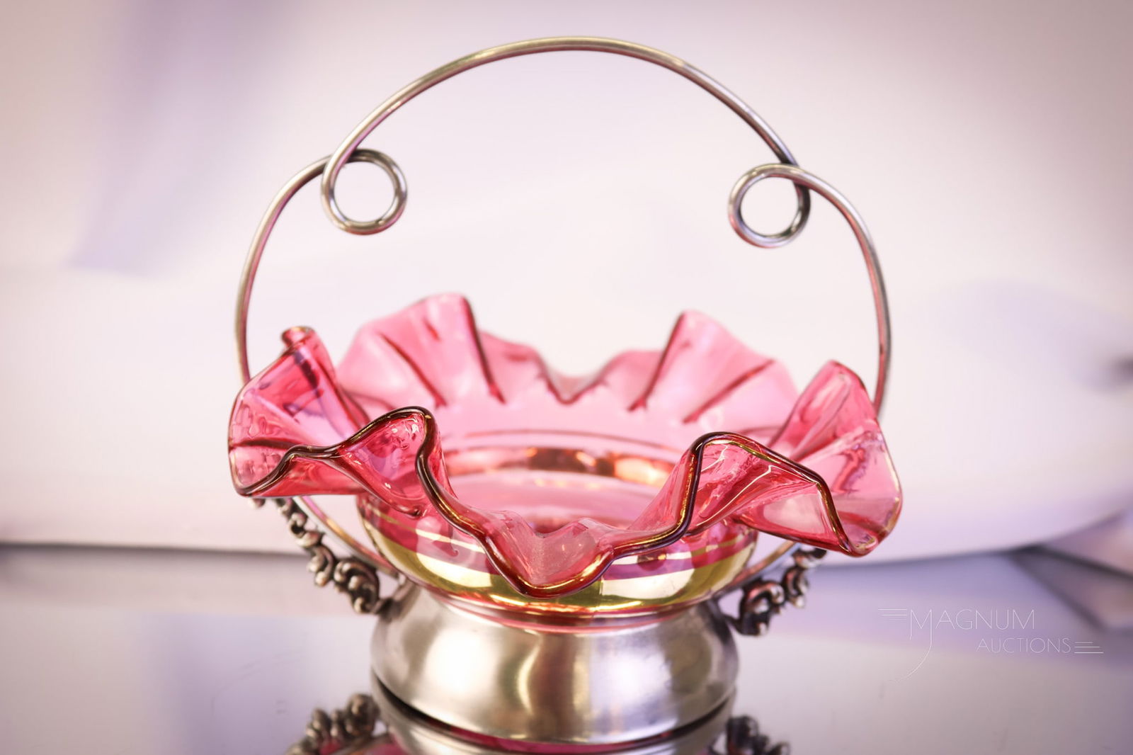 Northwood Utopia Optic Victorian Silverplate Glass Miniature Brides Basket Bowl (1 of 7)