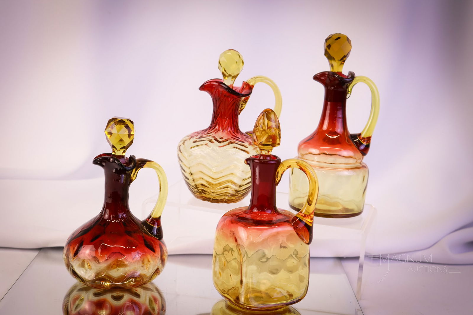 4 pc Lot Victorian Amberina Glass Cruet Blended Family (1 of 9)