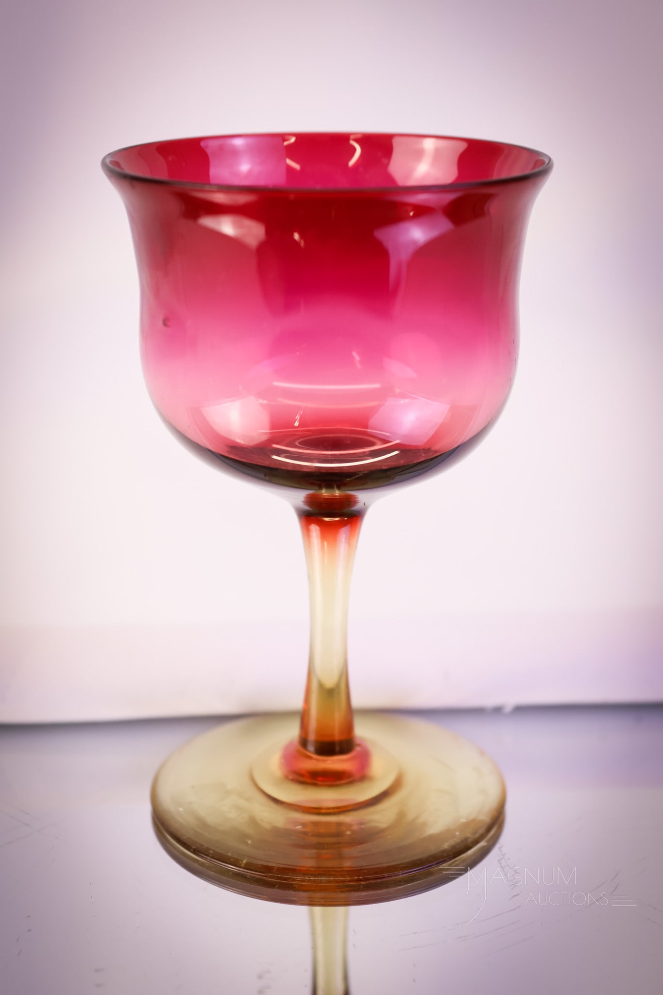 Rare Victorian Amberina Glass Wine Stem (1 of 5)