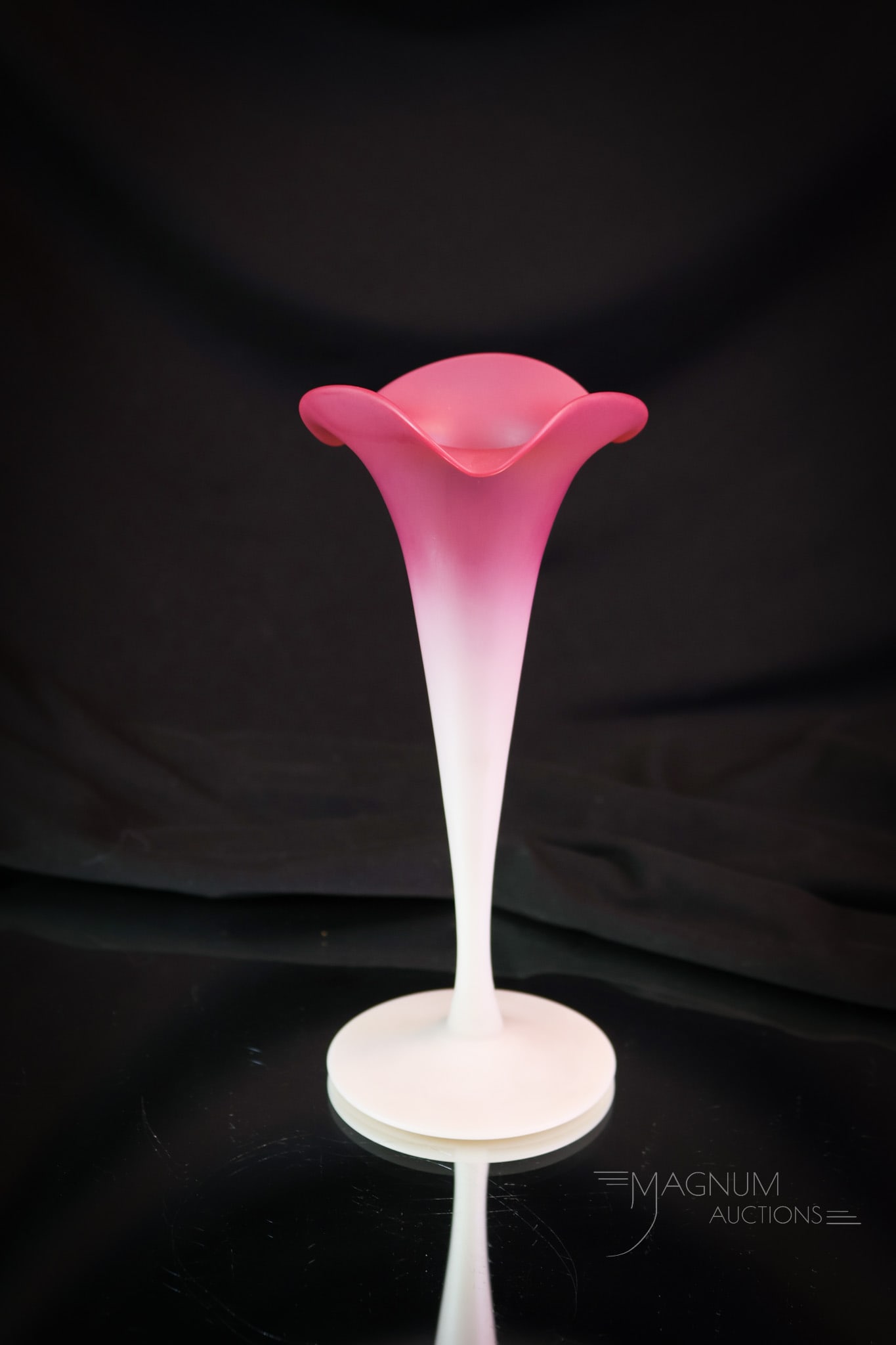 New England Victorian Peachblow Glass 7" Lily Vase (1 of 5)