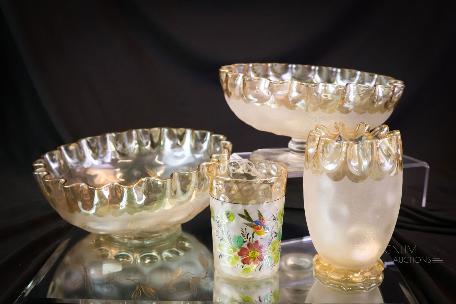 4 pc Lot New England Victorian Pomona Glass (1 of 11)