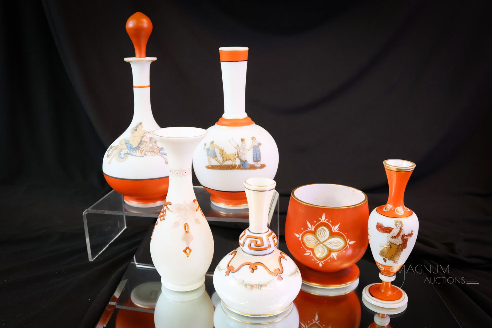 6 pc Lot Victorian Opaline Glass Vanity Articles (1 of 11)