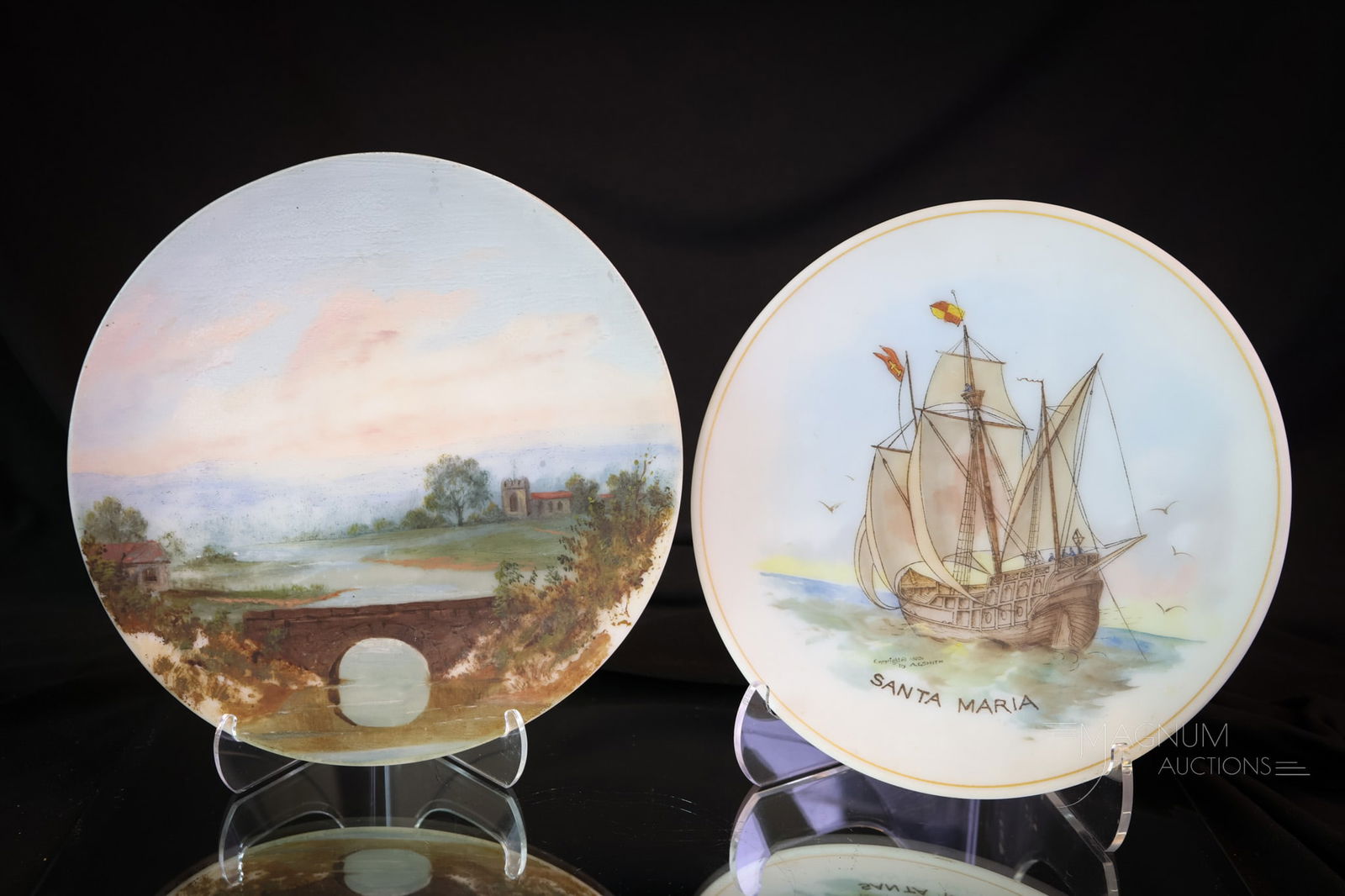 2 pc Lot Satin Glass Victorian Plates Libbey & More (1 of 8)