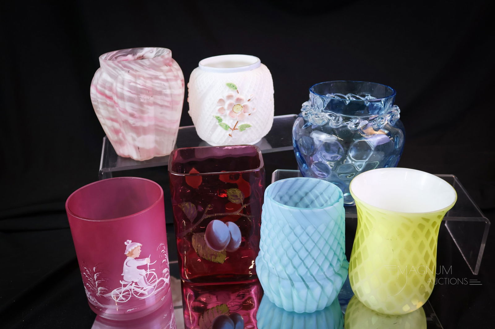 7 pc Lot Victorian Glass Pickle Castor Inserts incl. Rectangular (1 of 8)