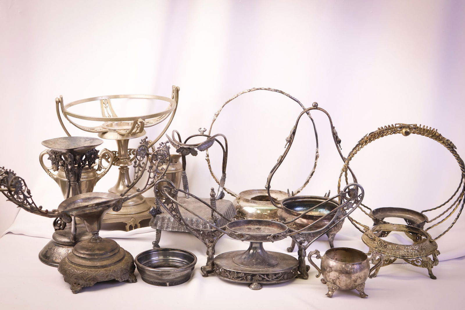 12 pc Lot Victorian Silverplate Brides Basket Frames & More (1 of 12)