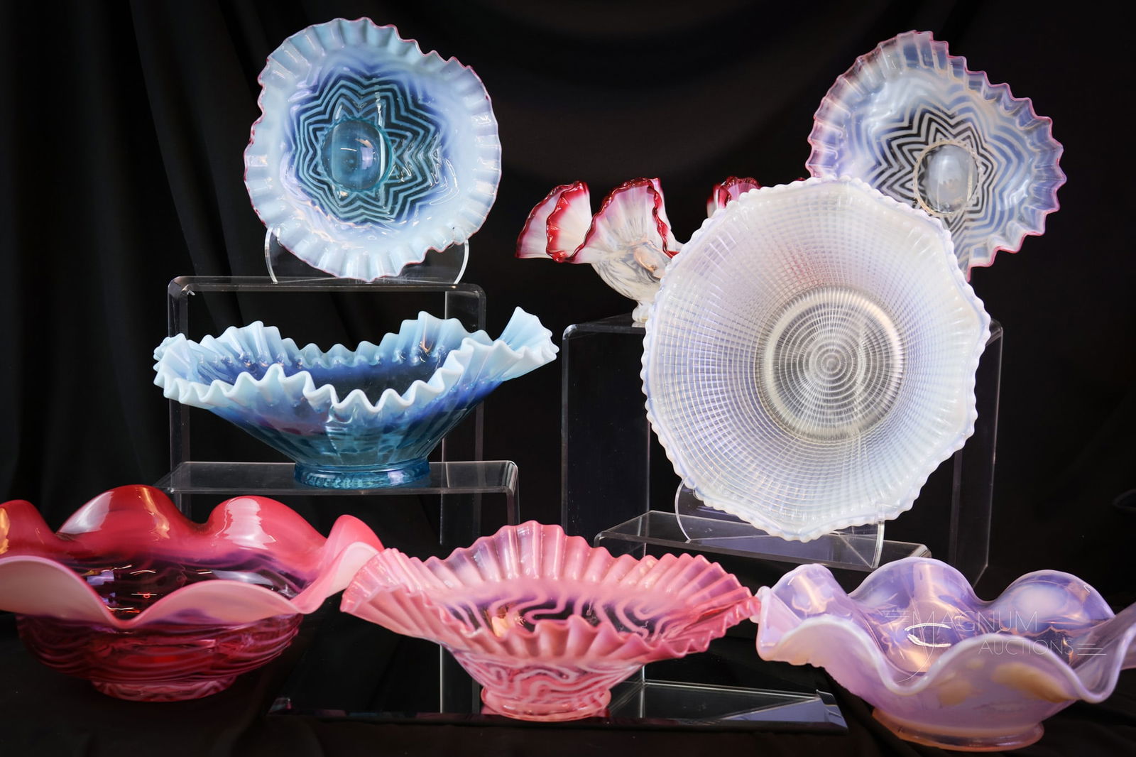 8 pc Lot Opalescent Glass Victorian & More Bowls (1 of 11)