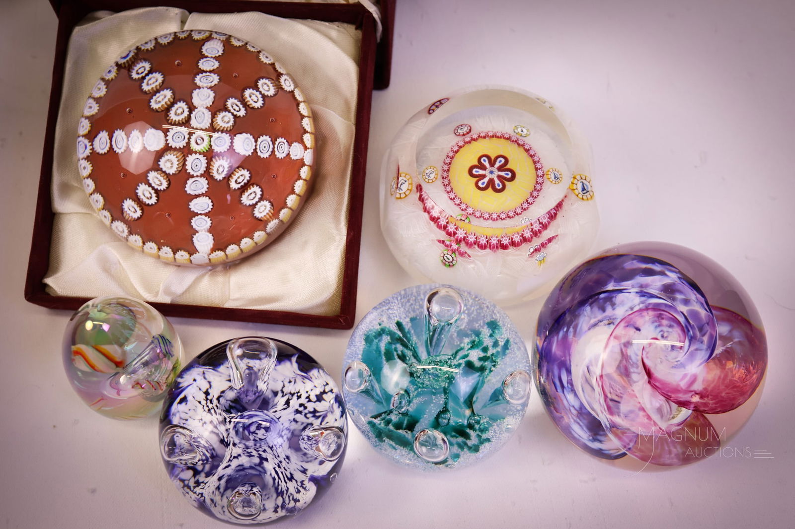 6 pc Lot Art Glass Paperweights Pershire Caithness Edinburgh Sulkirk & More (1 of 6)