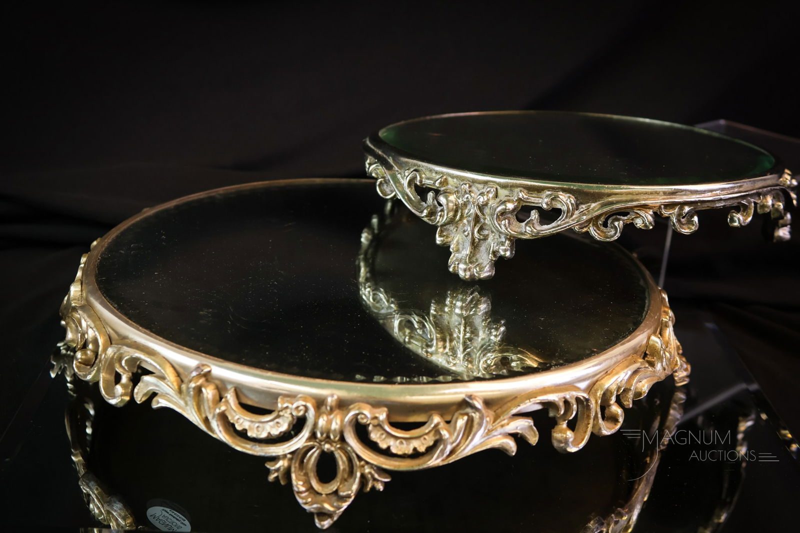 2 pc Lot Victorian Silverplate Mirror Plateaus (1 of 8)