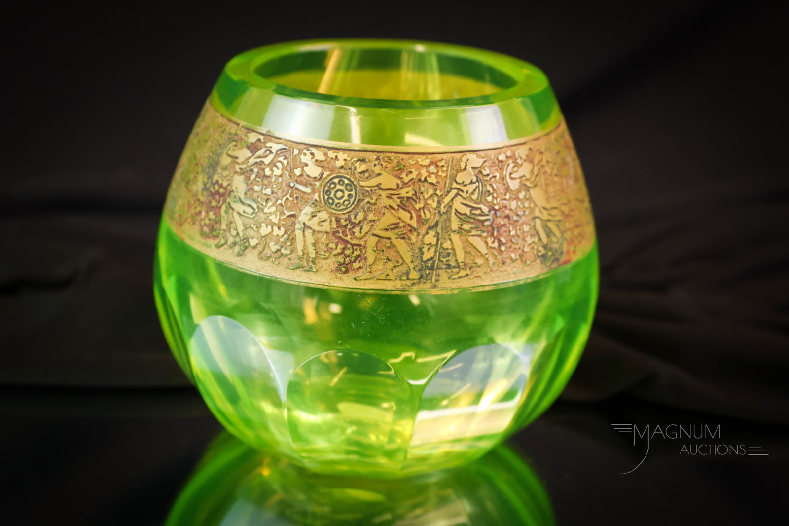 Moser Vaseline Art Glass Uranium Vase (1 of 6)