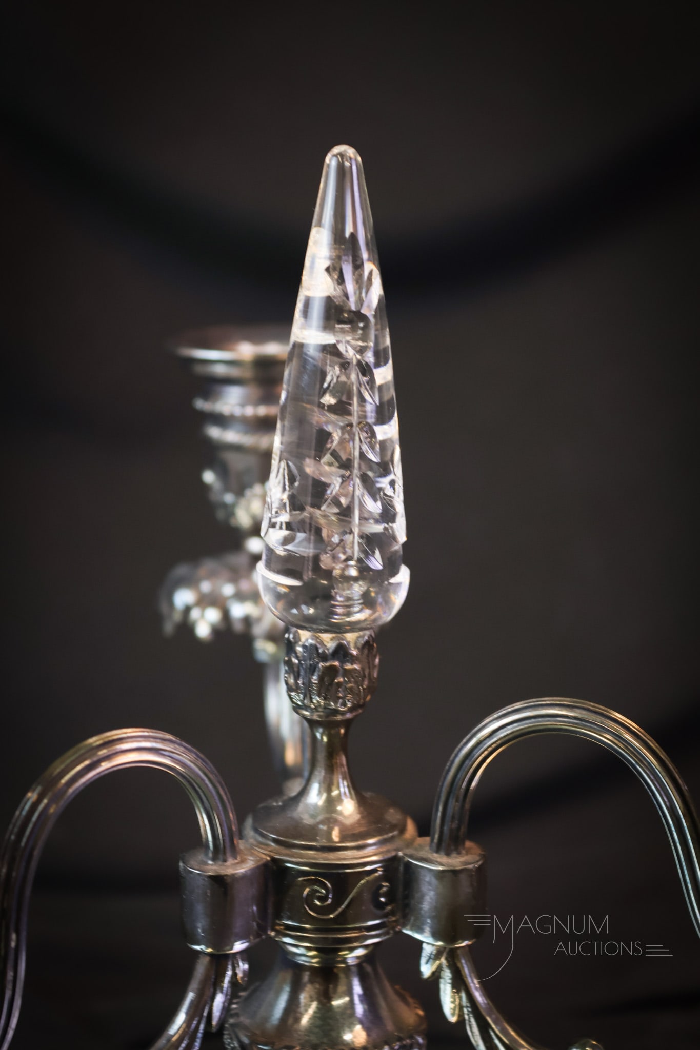 Pairpoint Silverplate Cut Glass Controlled Bubble Candleabrum - 5