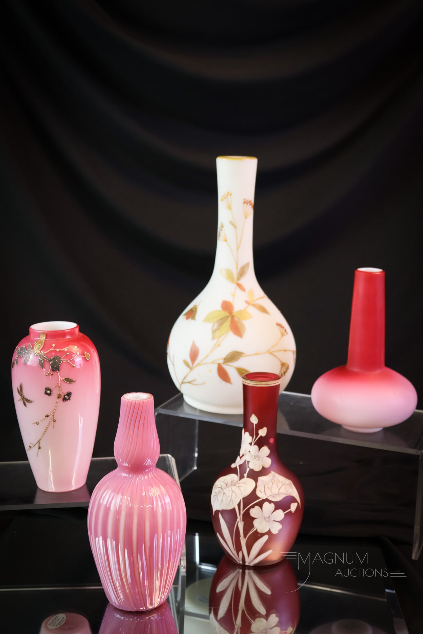 5 pc Lot Victorian Art Glass Vases (1 of 10)