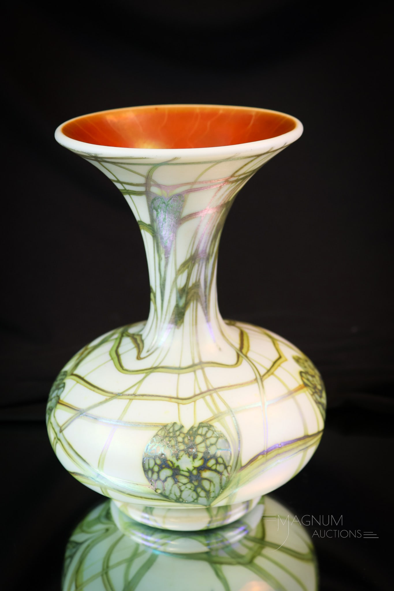 Imperial Freehand Lily Pad Iridescent Art Glass Vase (1 of 8)