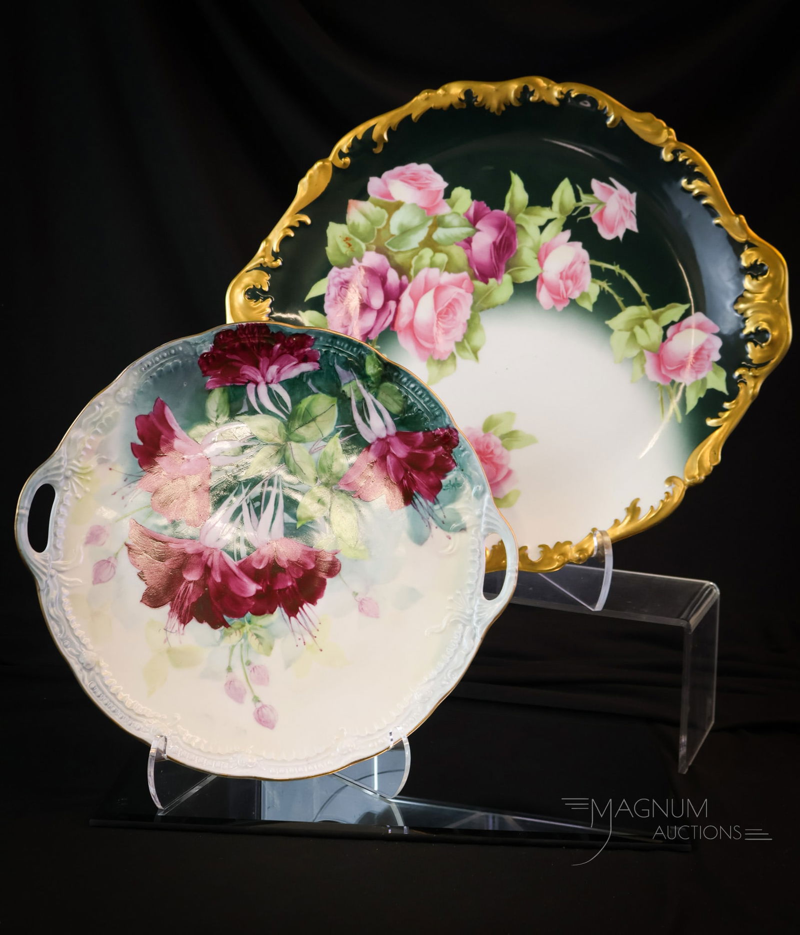 2 pc Lot Hand Painted Porcelain T & V Limoges & More Chargers (1 of 7)