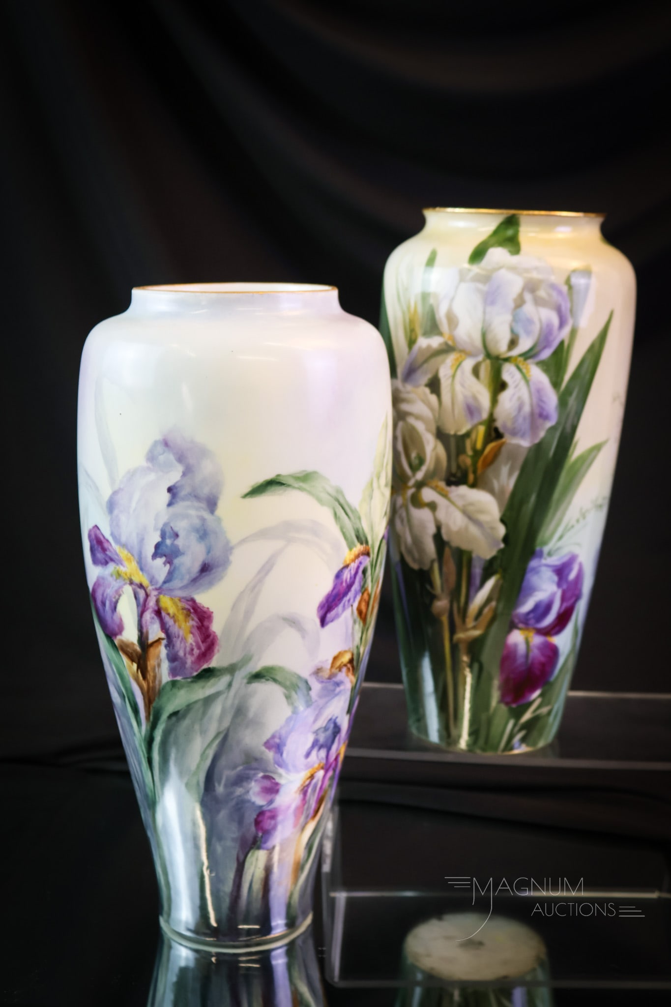 2 pc Lot Iris WG & Co. France Rosenthal Bavaria Hand Painted Porcelain (1 of 12)