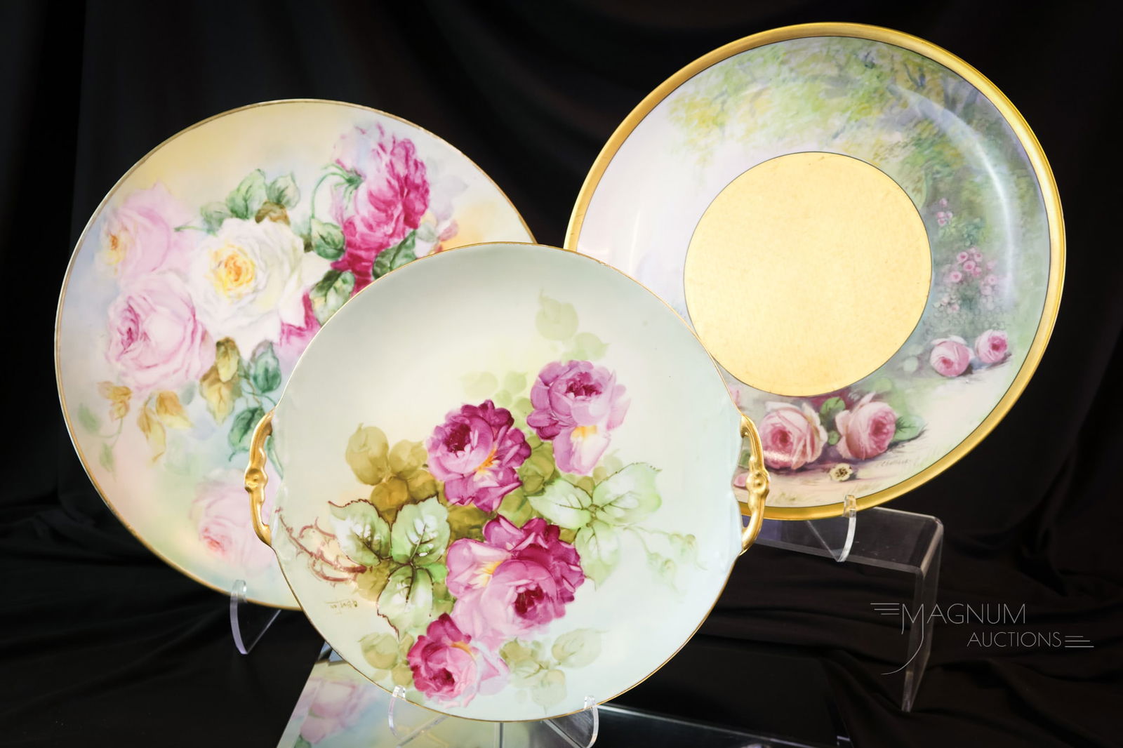 3 pc Lot Pickard Haviland France Hand Painted Chargers (1 of 11)