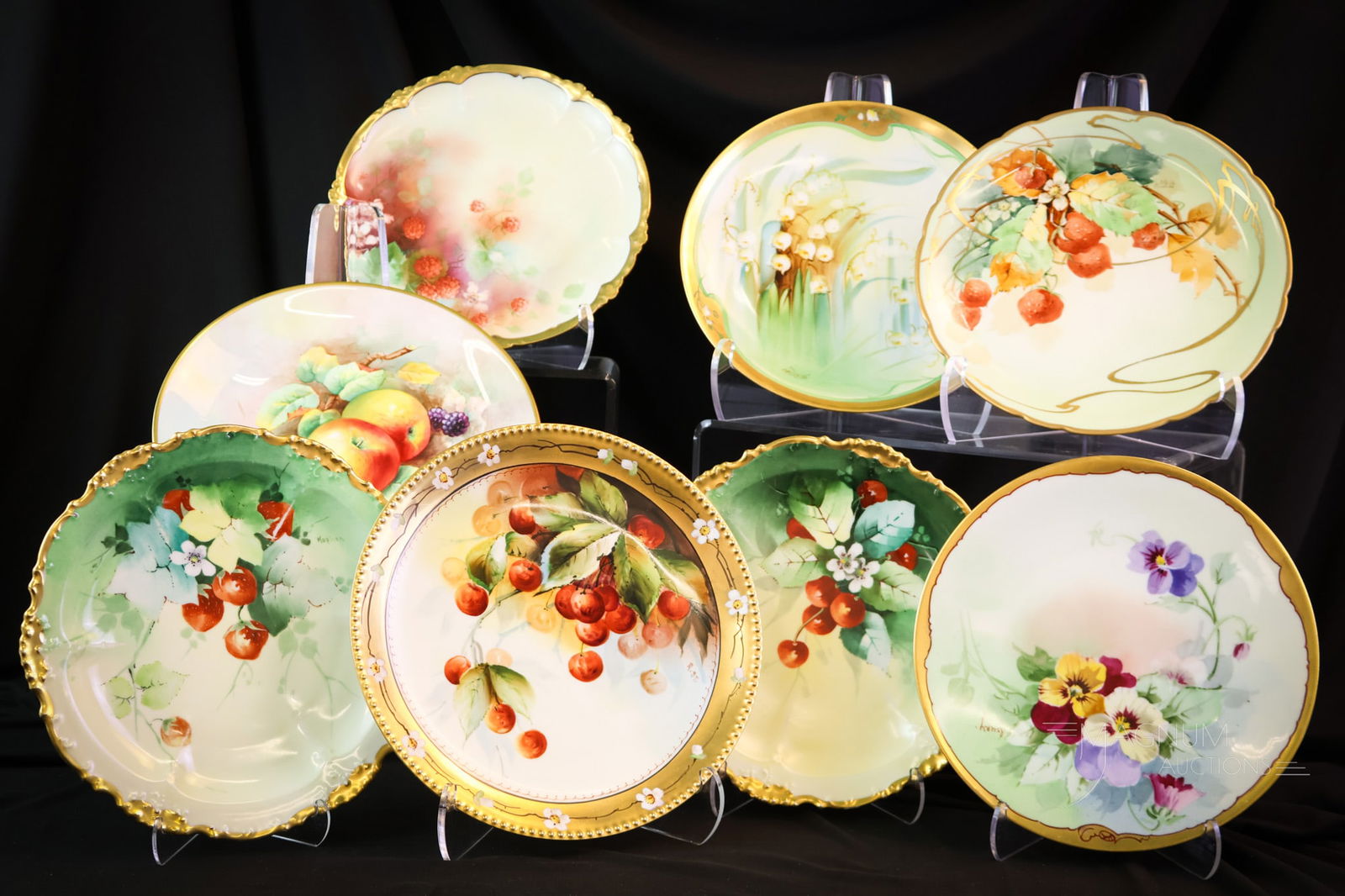 8 pc Lot Minton Limoges & More Hand Painted Porcelain Plates (1 of 10)