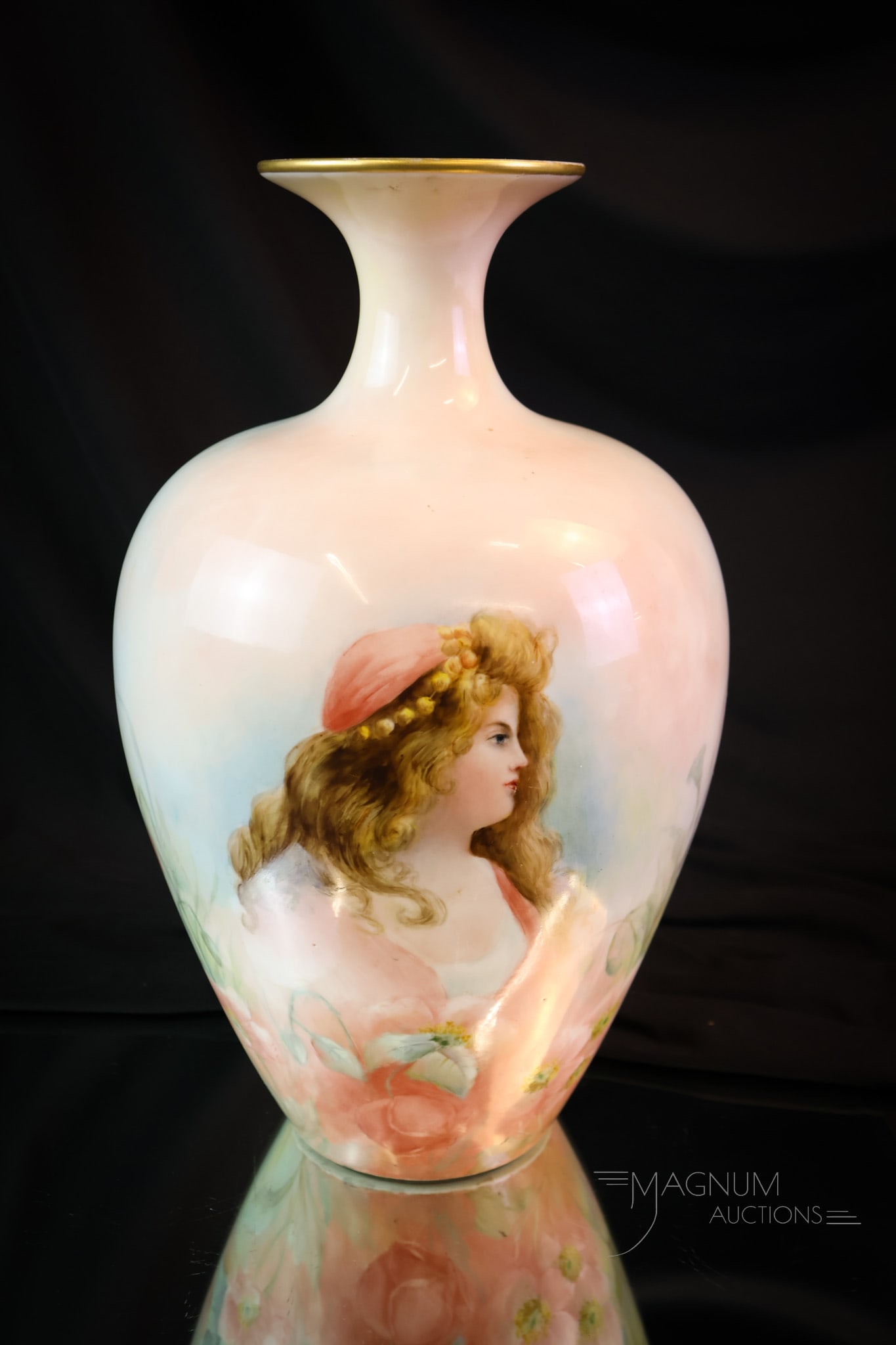 Willets Belleek 12" Portrait Hand Painted Porcelain Vase (1 of 6)