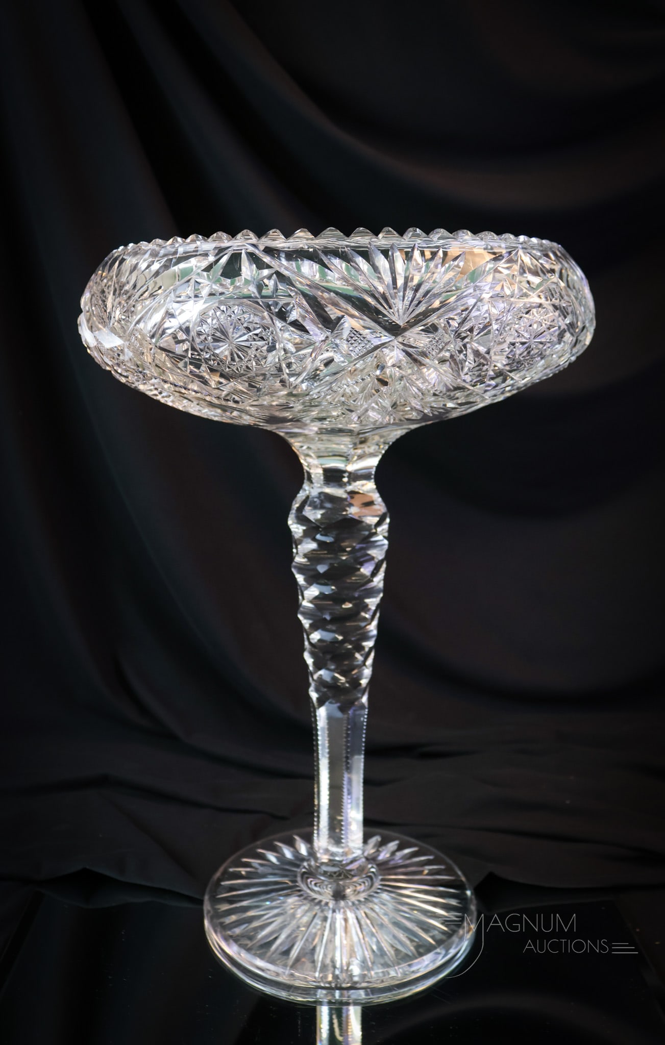 Signed Fry American Brilliant Period Cut Glass 13 3/4" Compote (1 of 10)