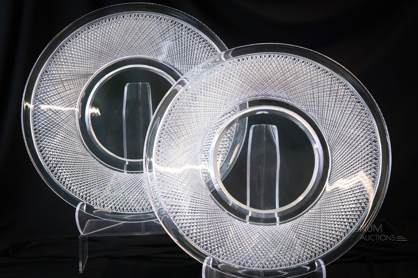 Pair Early Dorflinger Cut Glass Chargers circa 1860s (1 of 6)